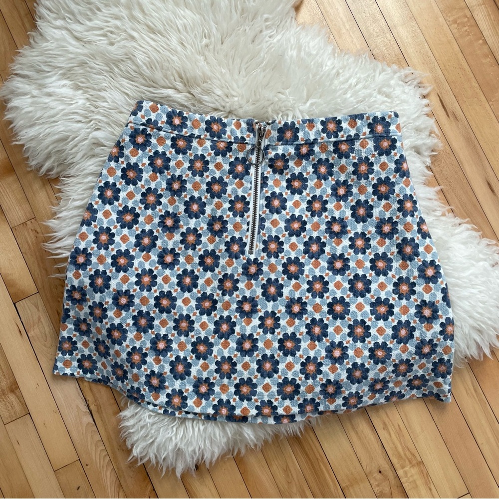 Abercrombie & Fitch Blue and Rust Floral Mini Skirt